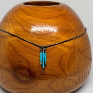 VTG Native Turquoise Beaded Sterling Silver Necklace Southwestern Navajo